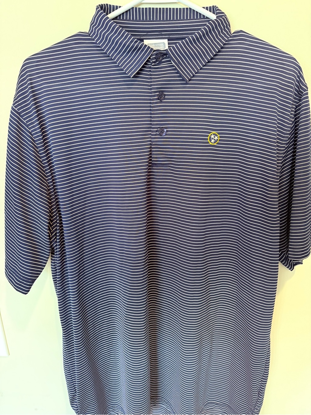 Men's Volunteer Traditions Navy and White Thin-Striped Polo Shirt TriStar Large